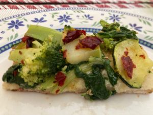 Broccoli, courgettes, chicory , crusco peppers  at Pane e Tempesta in Rome