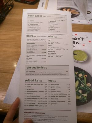 Drinks Menu at Wagamama in Guildford