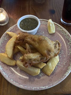 Vegan fish and chips ❤️  at The Crown and Anchor in Barnsley