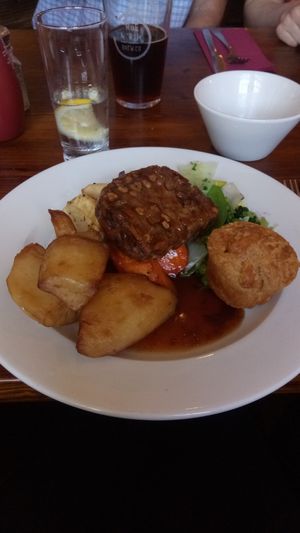 Vegan Sunday Roast with Yorkshire pudding at The Crown and Anchor in Barnsley