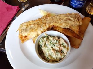 Vegan fish and chips at The Crown and Anchor in Barnsley