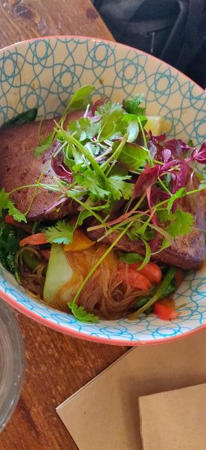 Teriyaki tofu and needles at Thrive Bar & Kitchen in Edinburgh