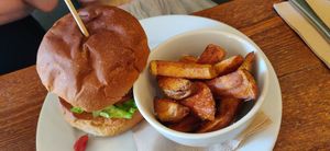 Kids burger and chips at Thrive Bar & Kitchen in Edinburgh