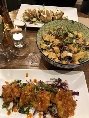 Temple shrooms, cauliflower and tofu&squash salad at Thrive Bar & Kitchen in Edinburgh