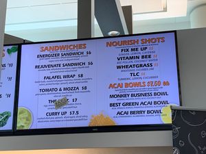 Menu board 3 as of Dec 2019 at YWG - Green Carrot Juice Company in Winnipeg