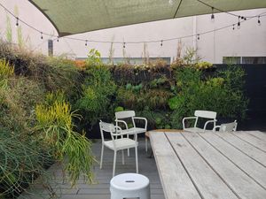 Outdoor patio at Vegan Popup By XMarket in Venice