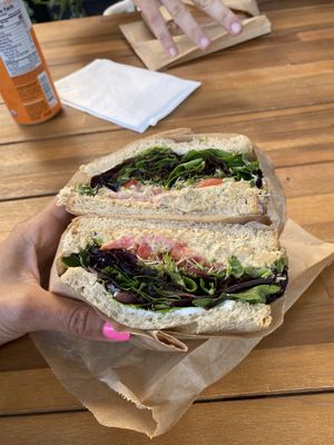 Chickpea Tuna salad sandwich - was good!   at Vegan Popup By XMarket in Venice