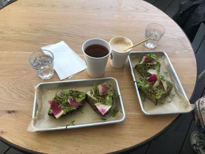 2x avocado toast!  at Vegan Popup By XMarket in Venice