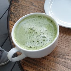 Matcha latte at Vegan Popup By XMarket in Venice