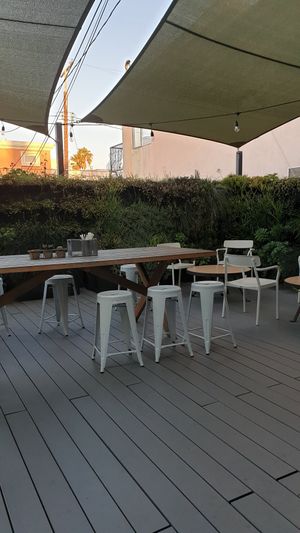 Outside seating area at Vegan Popup By XMarket in Venice