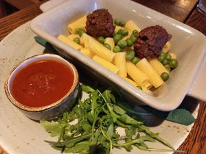 Kids pasta with Beyond meatballs at Tigers Head in Chislehurst