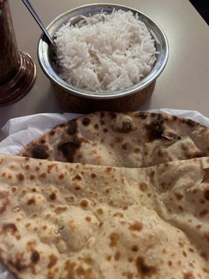 Roti and steamed rice at Aalishan Indian Restaurant in Townsville