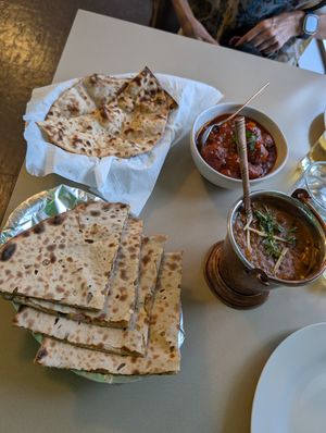 Vegan Aloo Paratha, Vegan Roti, Vegan Veg Manchurian and Vegan Dal Amritsari at Aalishan Indian Restaurant in Townsville
