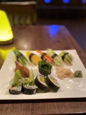 Sushi Veggie Plate. Minus one bite 😋 at Saisaki in Newport News