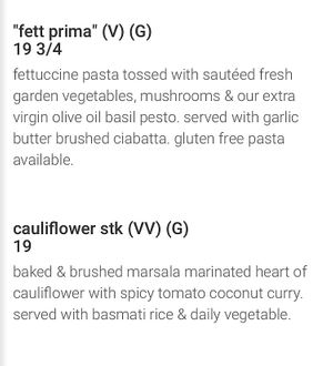 Menu snapshot— clearly labeled vegan (vv) or vegetarian (v) as well as gluten free options at Kaytoo in Collingwood