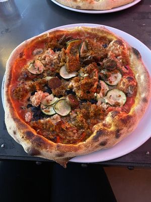 All the plant based meat alternatives piled on   at Pizza Punks in Belfast