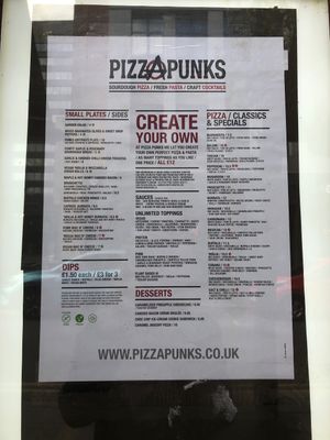 Menu (9/7/22)  at Pizza Punks in Belfast