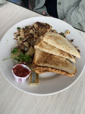 Tofu scramble with sourdough toast  at Beans and Barley Market & Cafe in Milwaukee