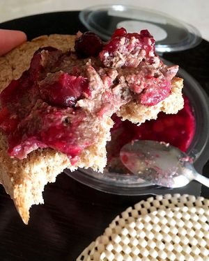 Meraki Christmas Pate with mushrooms, walnuts, lentils, garlic, brandy, rosemary, thyme with a layer of cranberry, orange and apricot chutney. at Meraki Market Cafe in Paphos