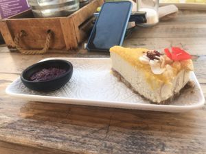 Mango cheesecake at Meraki Market Cafe in Paphos