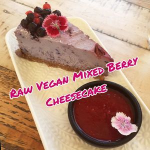 Raw Vegan Mixed Berry Cheesecake at Meraki Market Cafe in Paphos