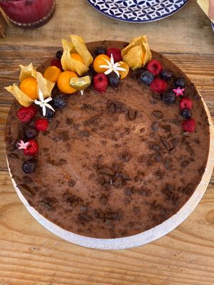 chocolate cake at Meraki Market Cafe in Paphos