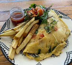 Chickpea omelette  at Meraki Market Cafe in Paphos