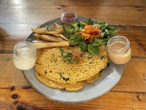 Chickpea omelette   at Meraki Market Cafe in Paphos