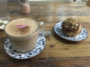 Chocolate donut  at Meraki Market Cafe in Paphos