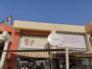 Front window at Meraki Market Cafe in Paphos
