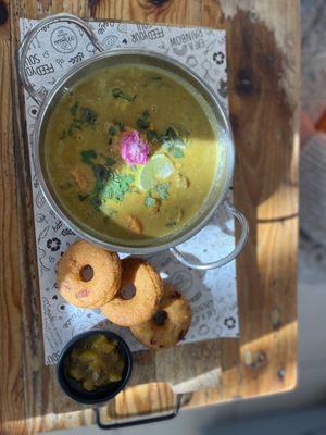 Lentil and potato curry   at Meraki Market Cafe in Paphos