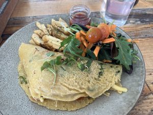 Chickpea omelette   at Meraki Market Cafe in Paphos