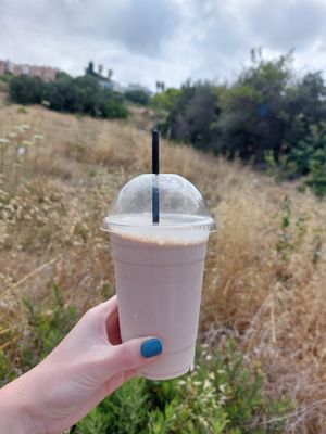 Milkshake - chocolate, peanut butter, dates. Truly amazing at Meraki Market Cafe in Paphos