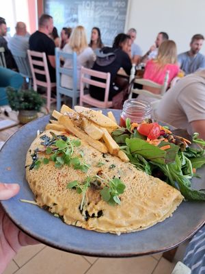 Chickpea omelette at Meraki Market Cafe in Paphos