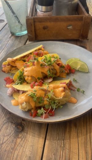 Baja Tofu “fish” tacos  at Meraki Market Cafe in Paphos