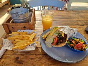 Gyros with extra Fries at Meraki Market Cafe in Paphos