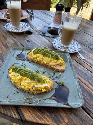 Scrambled tofu + avocado on toast   at Meraki Market Cafe in Paphos