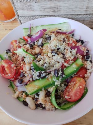 Quinoa and white/black bean salad with tasty dressing   at Meraki Market Cafe in Paphos