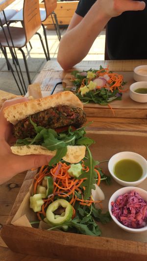 Kale and quinoa burger at Meraki Market Cafe in Paphos