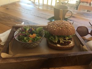 Cajun Burger.  Really, really good at Meraki Market Cafe in Paphos