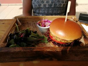 Winter vegatable chickpea burger 😋 at Meraki Market Cafe in Paphos