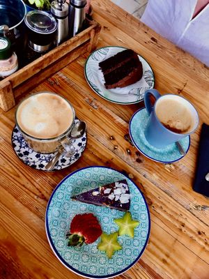 The avocado chocolate cake is super moist and the berry cheesecake is so creamyyyy!
The coffee are extremely generous, too. at Meraki Market Cafe in Paphos