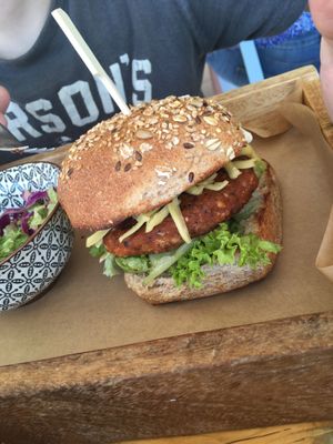 Spicy Cajun burger at Meraki Market Cafe in Paphos