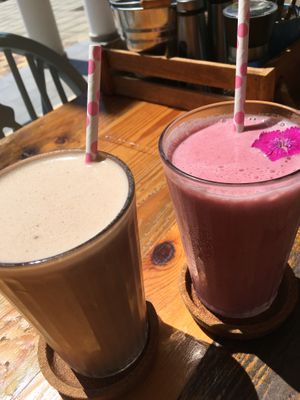 Peanut butter & chocolate milkshake
Strawberry milkshake  at Meraki Market Cafe in Paphos