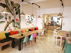 Café bike shop - dining area. at La Bonne Echappée in Gaillac