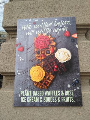 Sign out front at Gelarto Bistro in Budapest