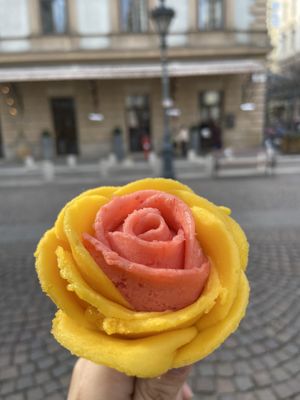 Strawberry and mango at Gelarto Bistro in Budapest