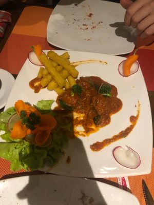 Half eaten lentil and quinoa meatballs (vegan special) at Buon Gusto in Phuket