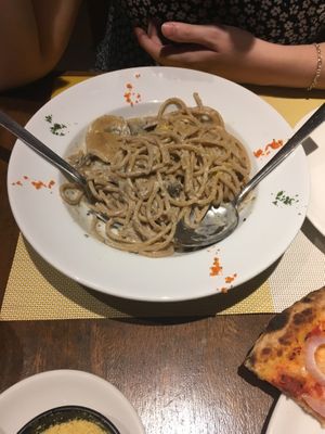 Spaghetti with mushrooms and truffle cream  at Buon Gusto in Phuket