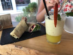 smoothie and vegan crêpe  at Avocado Mallorca in Mallorca
